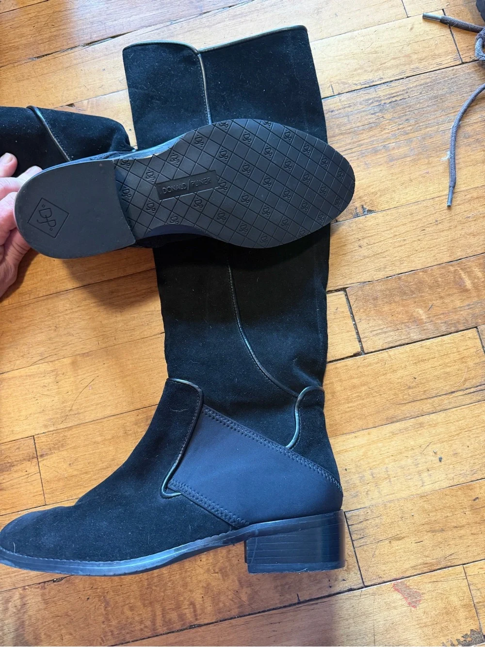 Donald J. Pliner Black Suede Knee High Stretch Boots Women’s Size 6